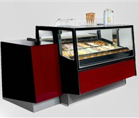 Eisvitrine ISA Kaleido 120:     	Abmessungen: 	B 1182/ T 1198/ H 1182 ( H 1362)    	Fassungsvermögen/Inh